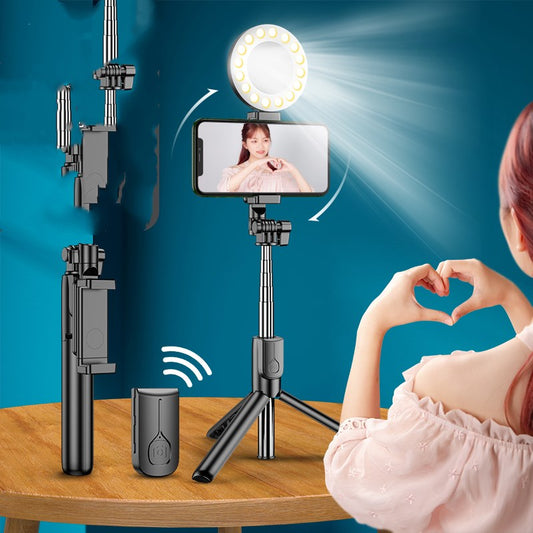 Color: Flagship black - Mobile phone live broadcasting stand with self timer