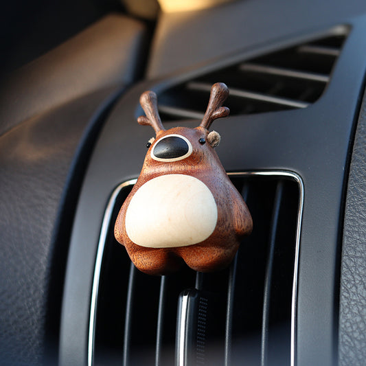 Deer Car Fragrance Accessories Solid Wood Car Perfume Air Outlet Decoration Accessories Cute Gift