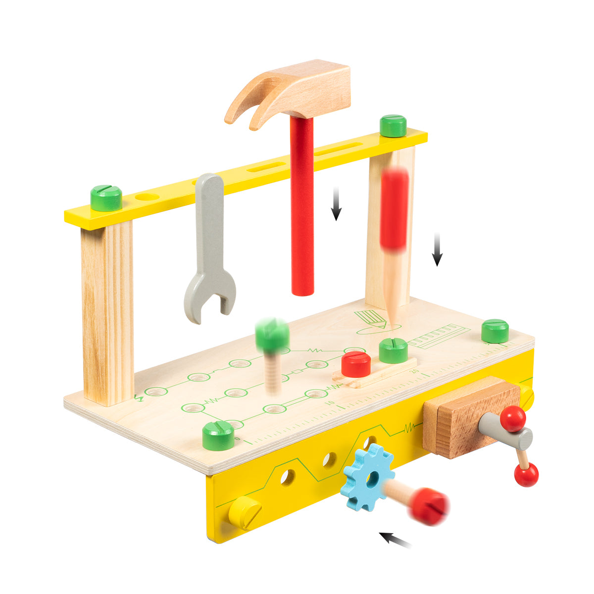 Wooden Play Tool Workbench Set for Kids Toddlers