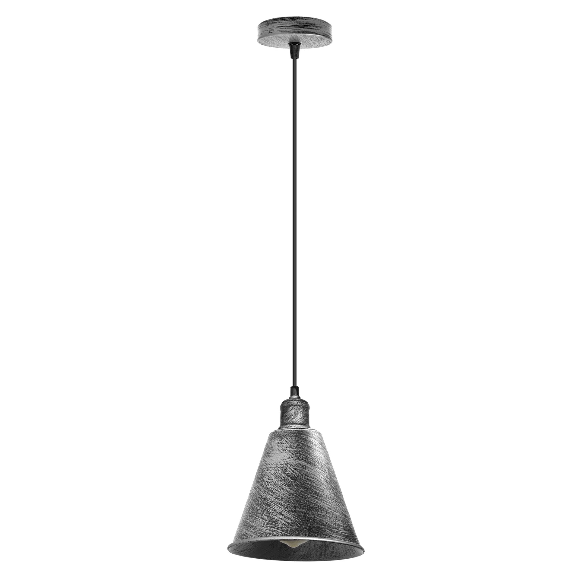 Hanging Cone Shaped Pendant Light Fixture,Brushed Silver Colour Lampshade~4407-4