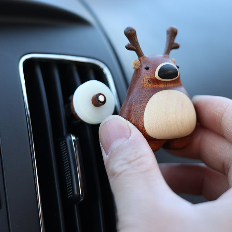 Deer Car Fragrance Accessories Solid Wood Car Perfume Air Outlet Decoration Accessories Cute Gift