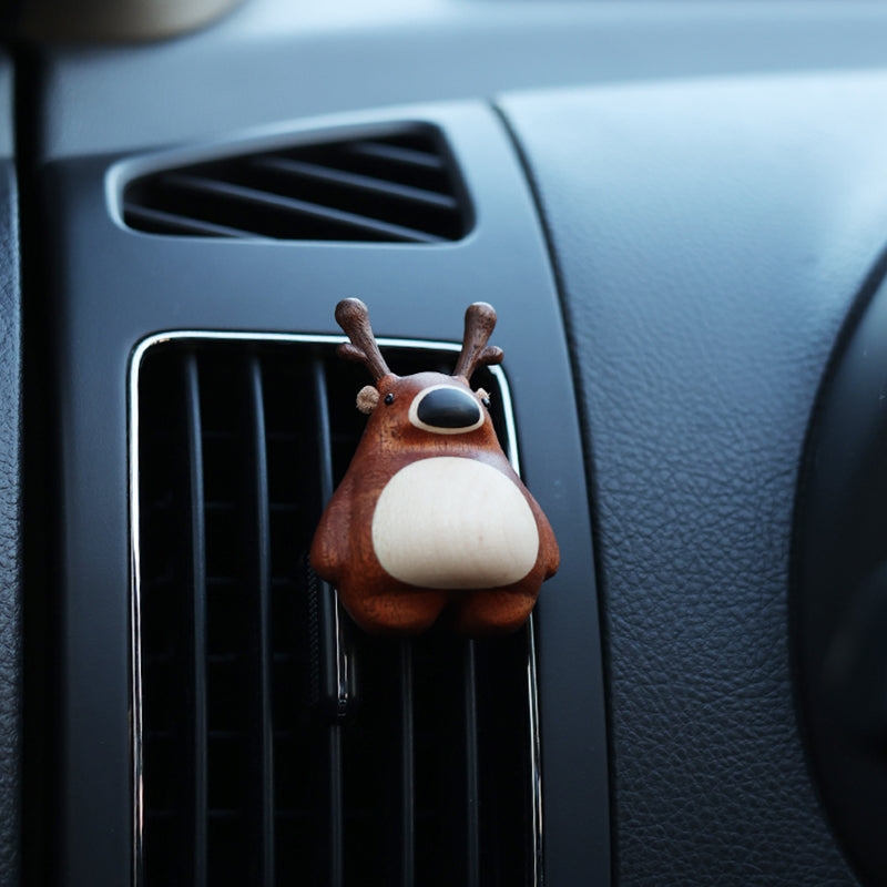 Deer Car Fragrance Accessories Solid Wood Car Perfume Air Outlet Decoration Accessories Cute Gift