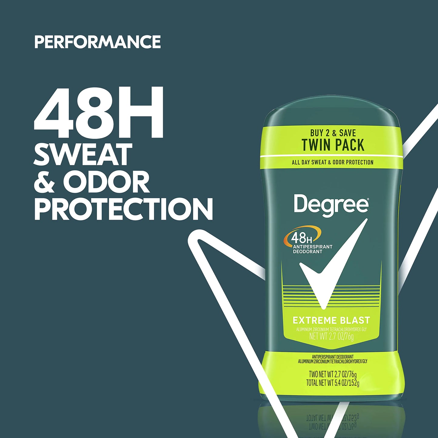 Degree Men Original Protection Antiperspirant Deodorant 48-Hour Sweat & Odor Protection Extreme Blast Antiperspirant For Men 2.7 oz, Twin Pack (Pack of 2) 8.1 Ounce (Pack of 4)