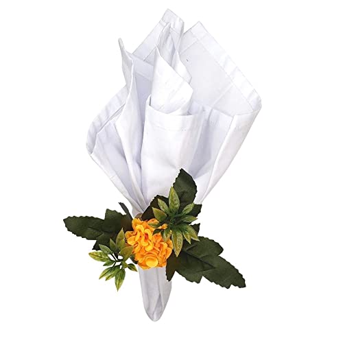 Charlo's Set of 4 Sunshine Yellow Chrysanthemum Charm Napkin Rings for dining table decor-0