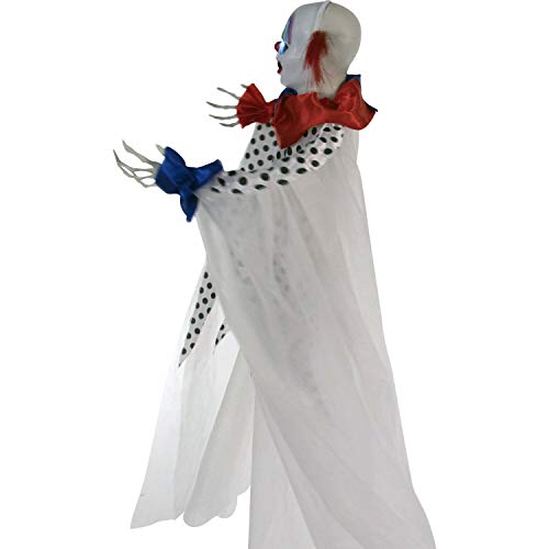 Haunted Hill Farm Life-Size Scary Talking Clown, Halloween Animatronic with Motion and Touch Activated Lights and Sounds, Battery Operated Indoor or Covered Outdoor Halloween Decorations