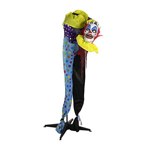 Haunted Hill Farm Life-Size Scary Talking Clown, Halloween Animatronic with Motion and Touch Activated Lights and Sounds, Battery Operated Indoor or Covered Outdoor Halloween Decorations