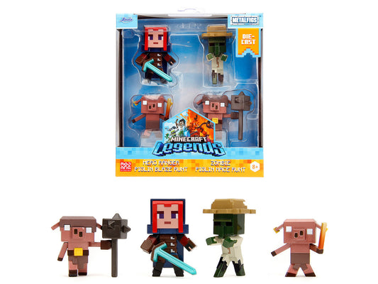 Set of 4 Diecast Figures "Minecraft Legends" Video Game "Metalfigs" Series Diecast Models by Jada-0