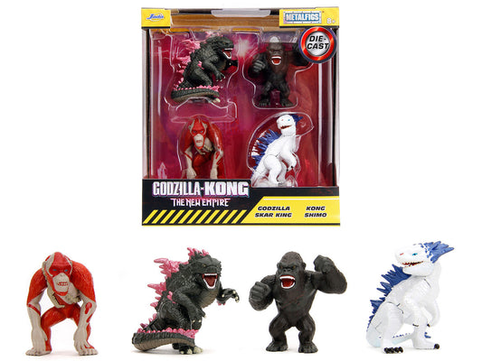 Set of 4 Diecast Figures "Godzilla x Kong: The New Empire" (2024) Movie "Metalfigs" Series Diecast Models by Jada-0