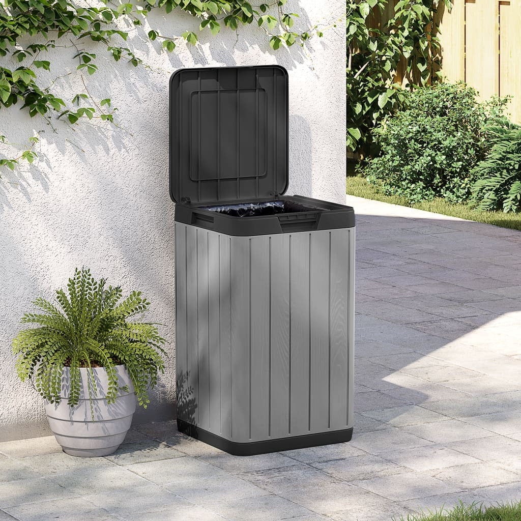 vidaXL Outdoor Garbage Bin Gray 15"x15"x25.6" PP