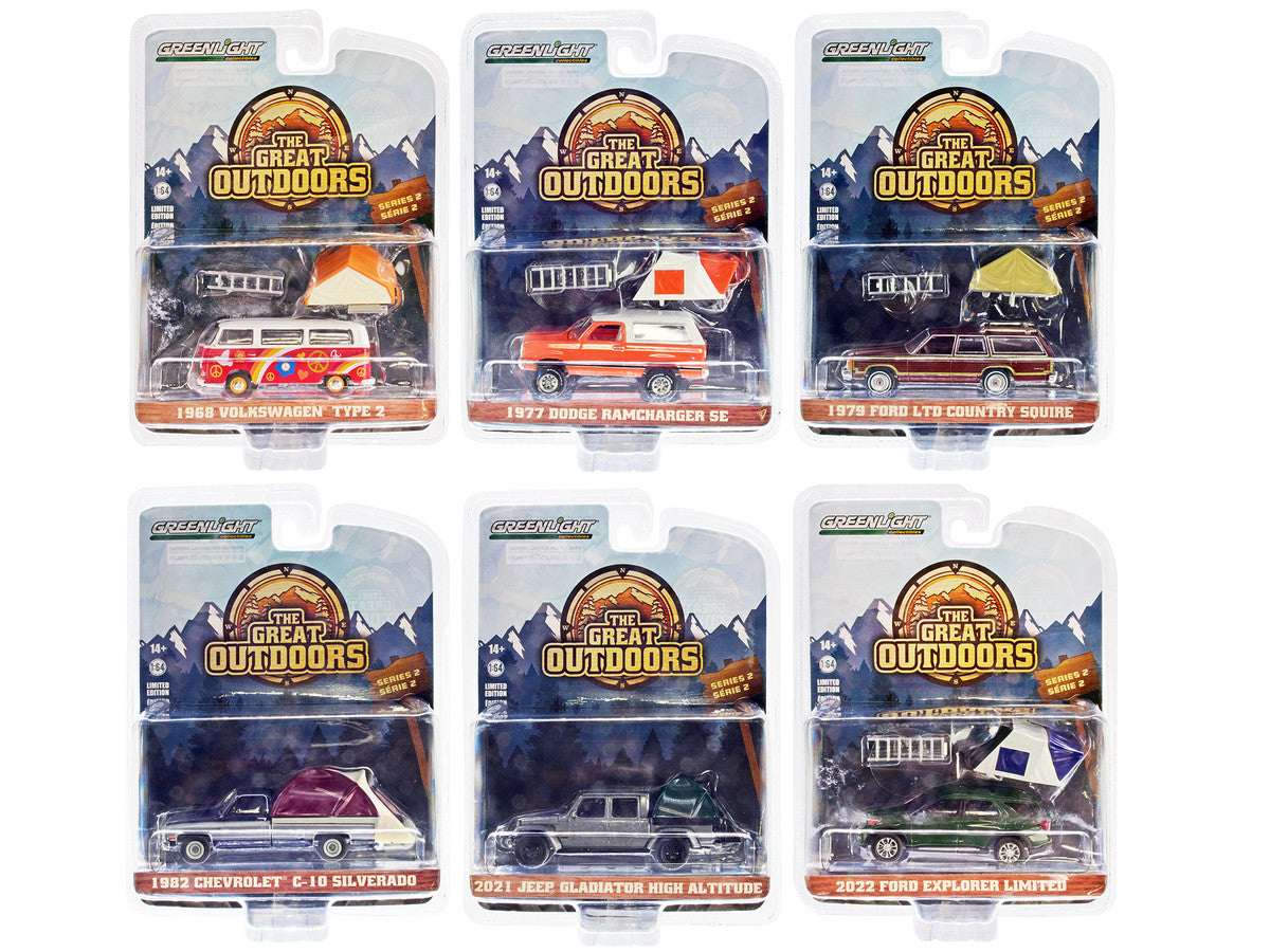 "The Great Outdoors" Set of 6 pieces Series 2 1/64 Diecast Model Cars by Greenlight-0