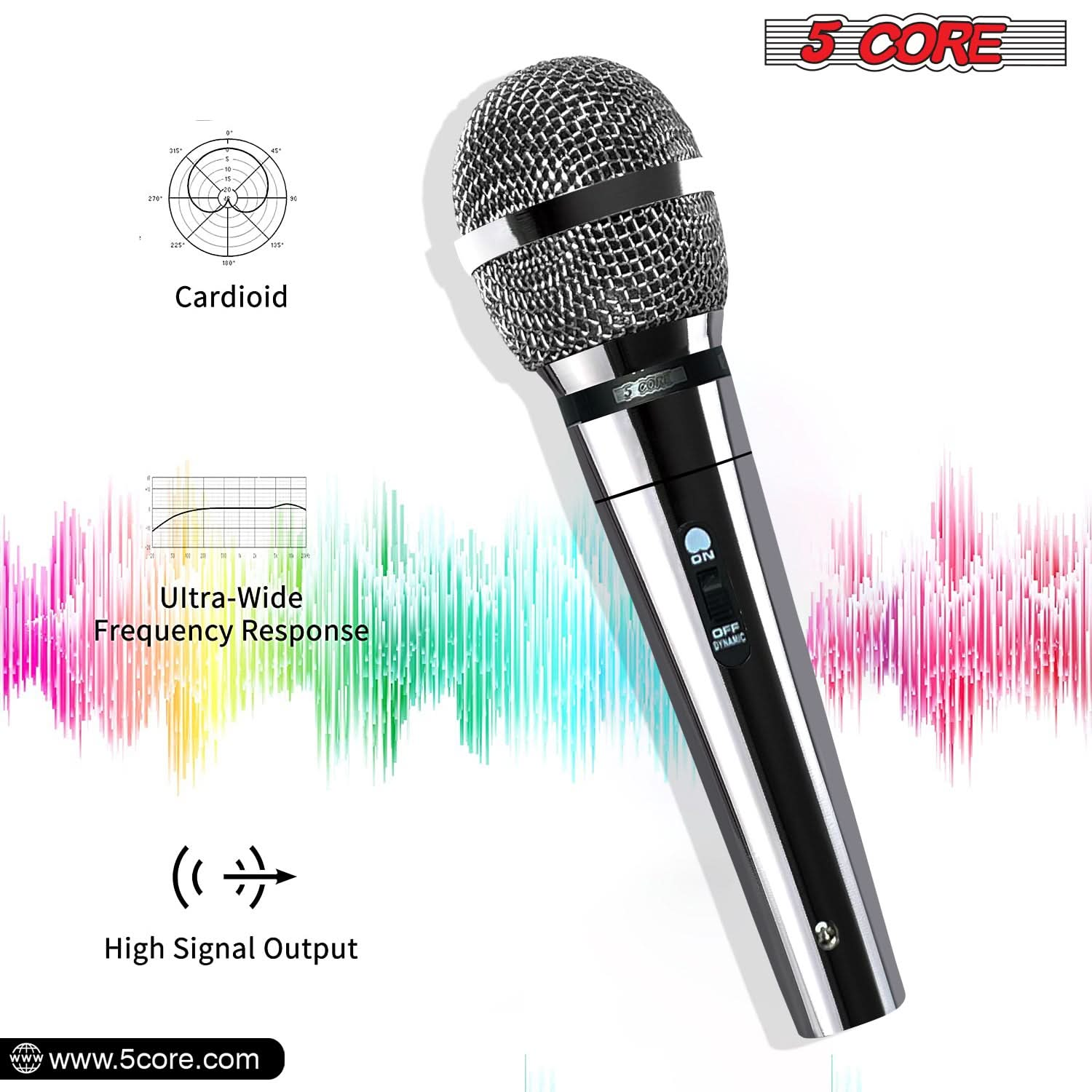 5Core XLR Microphone Dynamic Mic Karaoke Singing Studio Mics Handheld Microfono-3