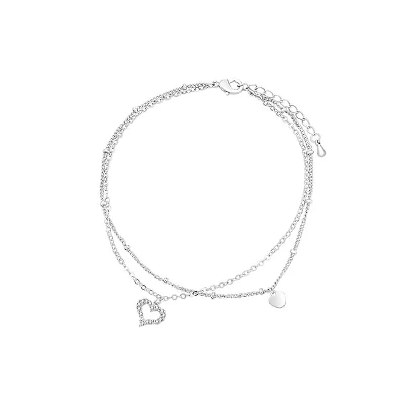 Double Layer Love Heart Anklet Bracelet