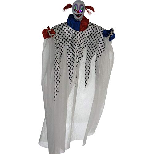 Haunted Hill Farm Life-Size Scary Talking Clown, Halloween Animatronic with Motion and Touch Activated Lights and Sounds, Battery Operated Indoor or Covered Outdoor Halloween Decorations