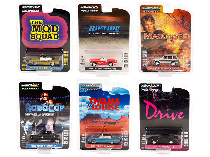 "Hollywood Series" Set of 6 pieces Release 34 1/64 Diecast Model Cars by Greenlight-0