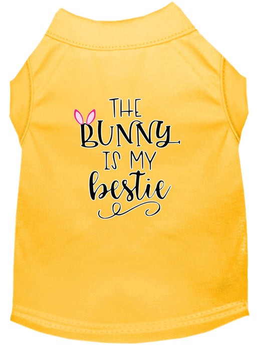 Bunny is my Bestie Screen Print Dog Shirt Yellow XS