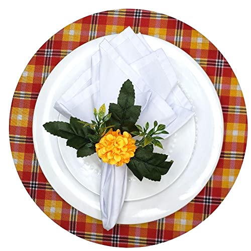 Charlo's Set of 4 Sunshine Yellow Chrysanthemum Charm Napkin Rings for dining table decor-1