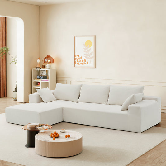 [VIDEO provided] [New] 109*68" Modular Sectional Living Room Sofa Set, Modern Minimalist Style Couch, Upholstered Sleeper Sofa for Living Room, Bedroom, Salon, 2 PC Free Combination, L-Shape, Cream