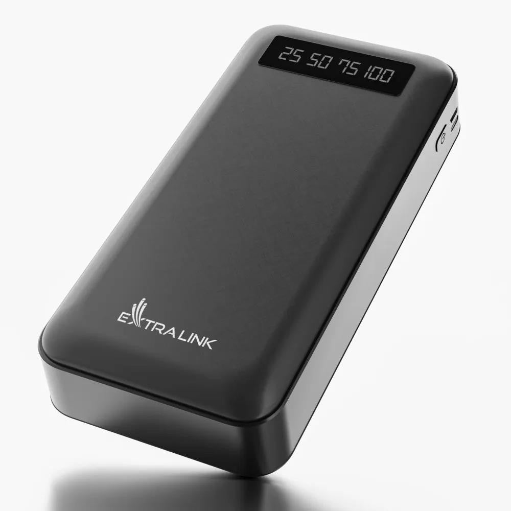 4in1 Power Bank, USB, Type-C, iPhone 8pin, Micro USB, fekete, 20000mAh, Extralink EPB-084-1