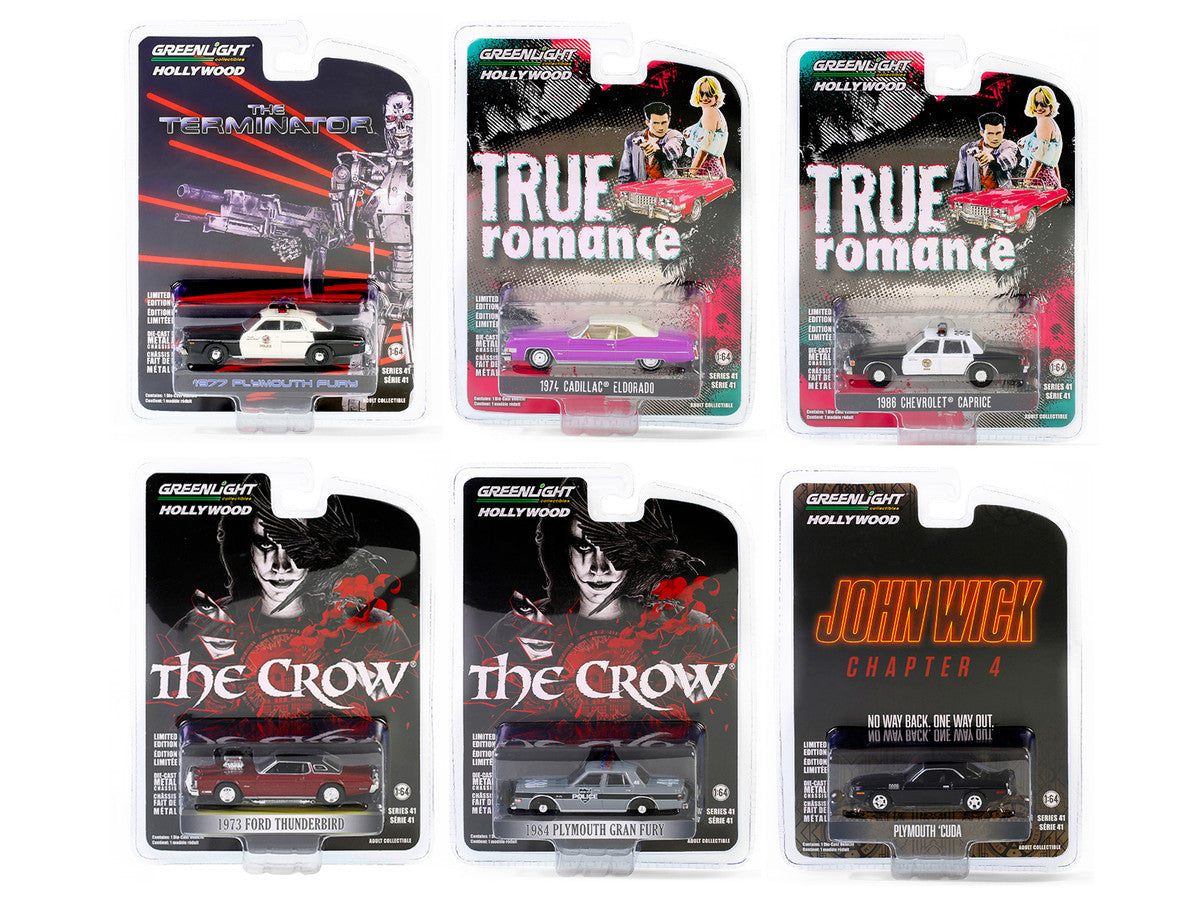 "Hollywood Series" Set of 6 pieces Release 41 1/64 Diecast Model Cars by Greenlight-0