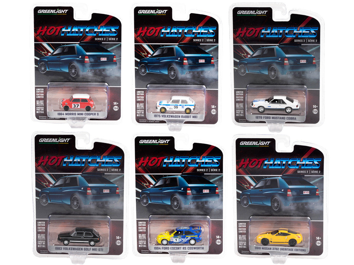 "Hot Hatches" Set of 6 pieces Series 2 1/64 Diecast Model Cars by Greenlight-0