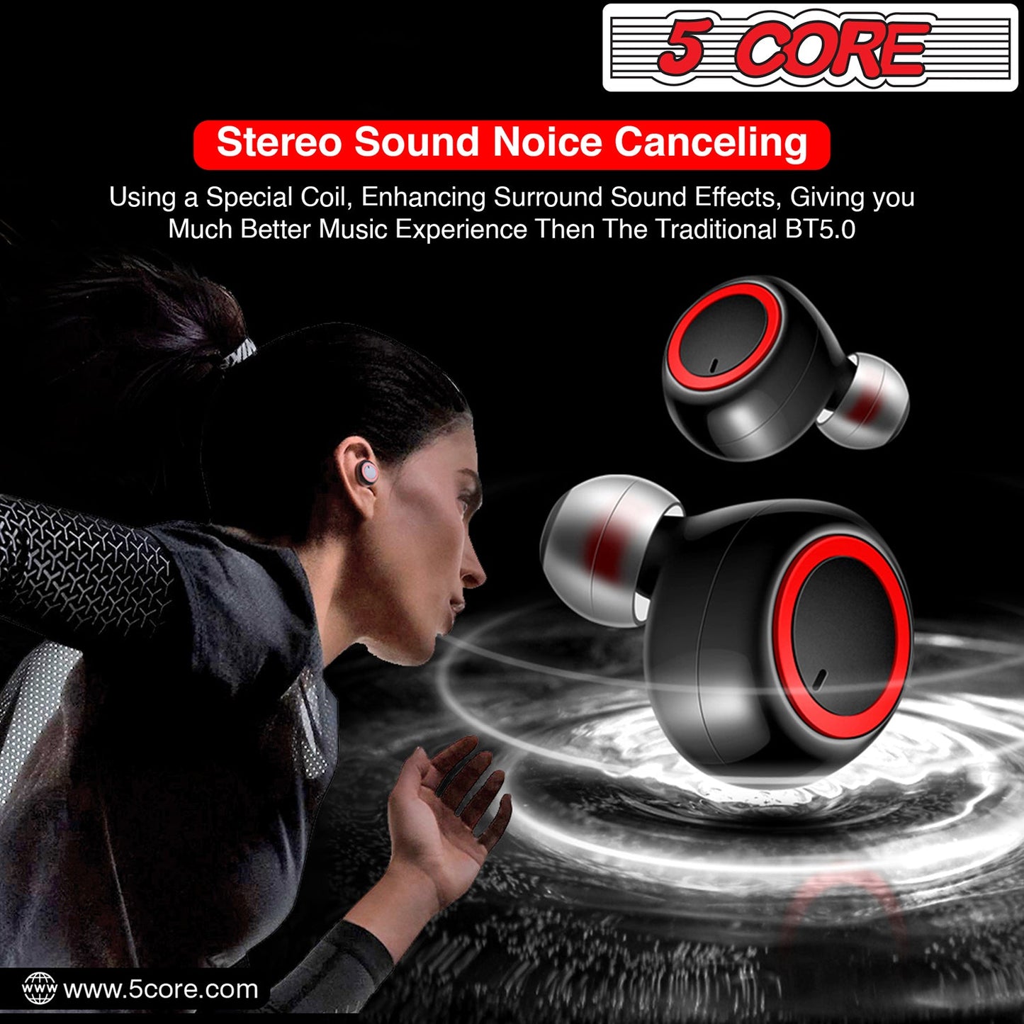 5 Core Wireless Ear Buds Mini Bluetooth Earbud Headphones Wire Less 32 Hours Playtime IPX8-4