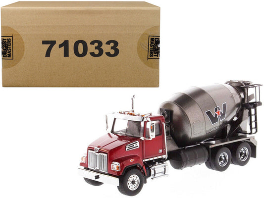 Western Star 4700 SF Concrete Mixer Truck Metallic Red with Gray Body 1/50 Diecast Model by Diecast Masters-0