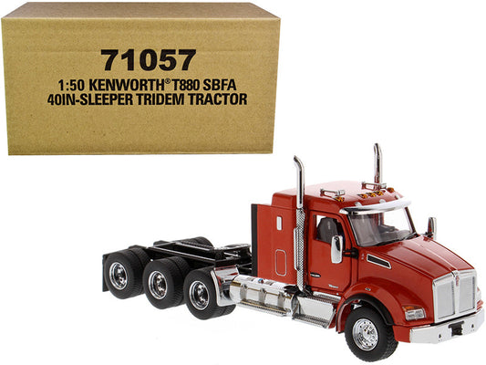 Kenworth T880 SBFA 40" Sleeper Cab Tridem Truck Tractor Orange 1/50 Diecast Model by Diecast Masters-0