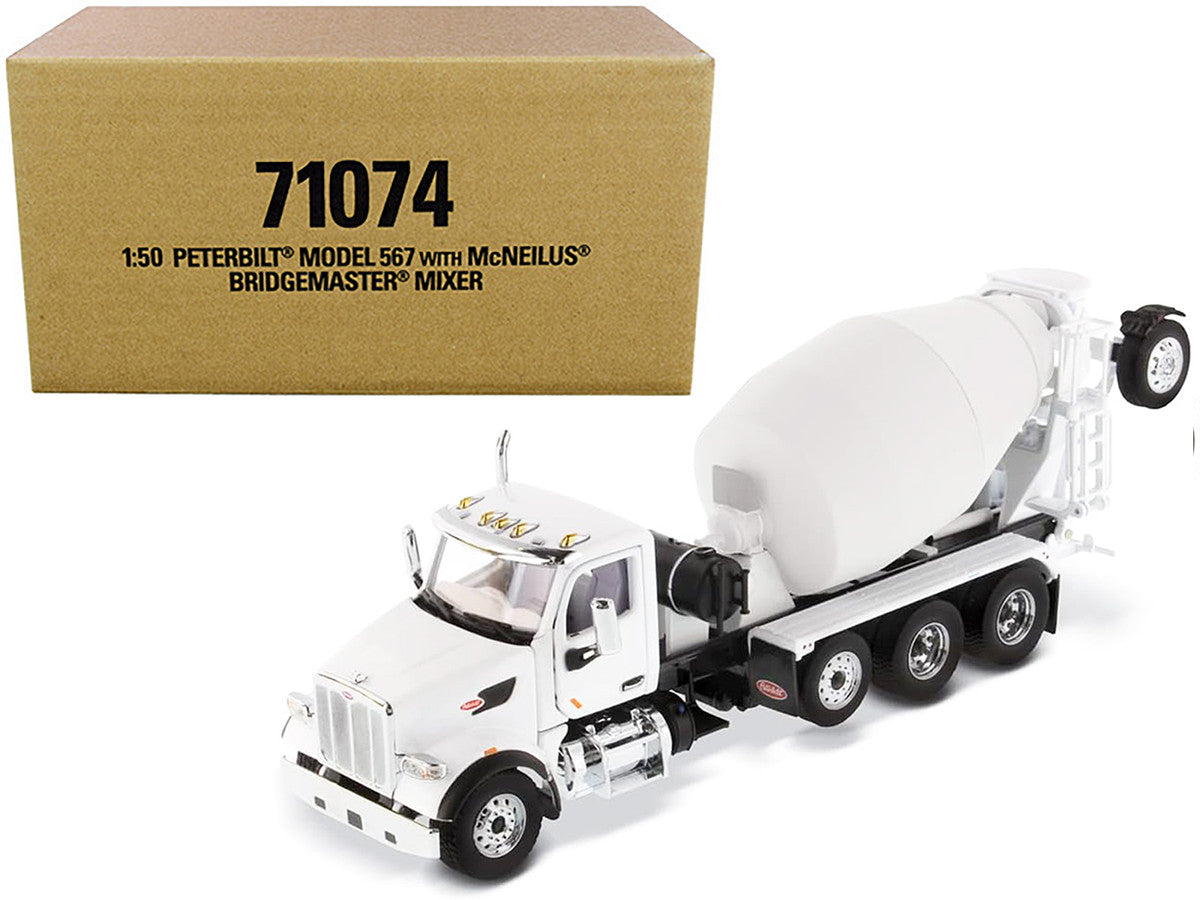 Peterbilt 567 with McNeilus Bridgemaster Mixer White and Gray 1/50 Diecast Model by Diecast Masters-2