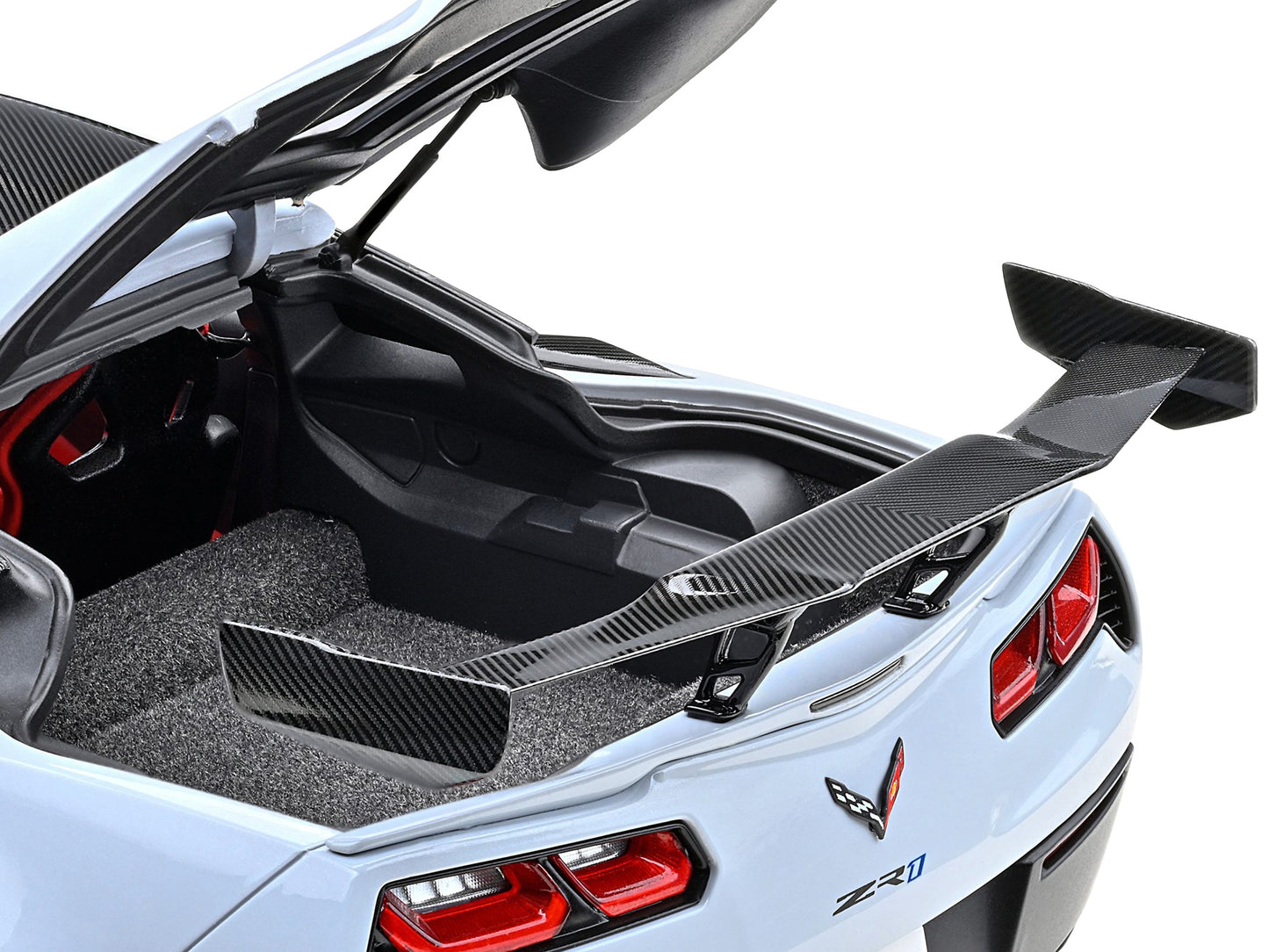 2019 Chevrolet Corvette C7 ZR1 Ceramic Matrix Gray Metallic with Carbon Top 1/18 Model Car by Autoart