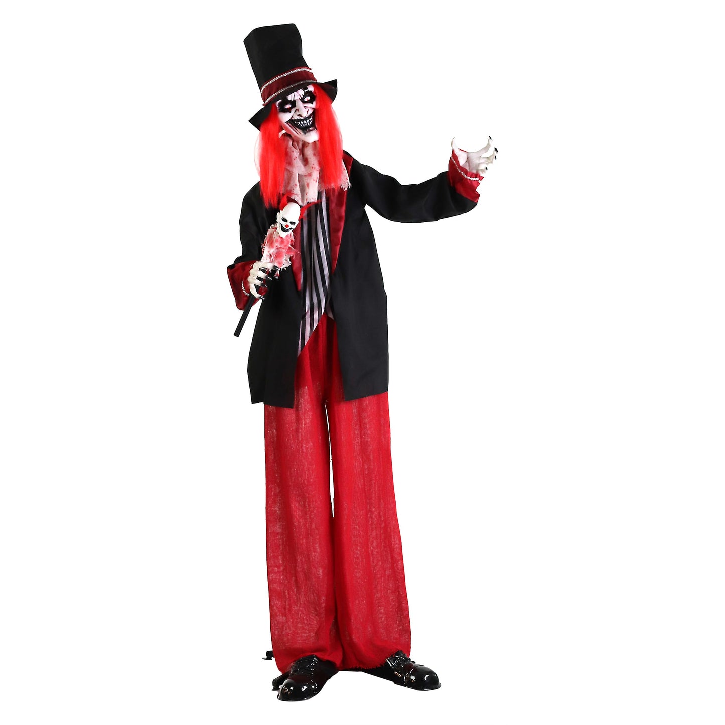 Haunted Hill Farm Life-Size Scary Talking Clown, Halloween Animatronic with Motion and Touch Activated Lights and Sounds, Battery Operated Indoor or Covered Outdoor Halloween Decorations