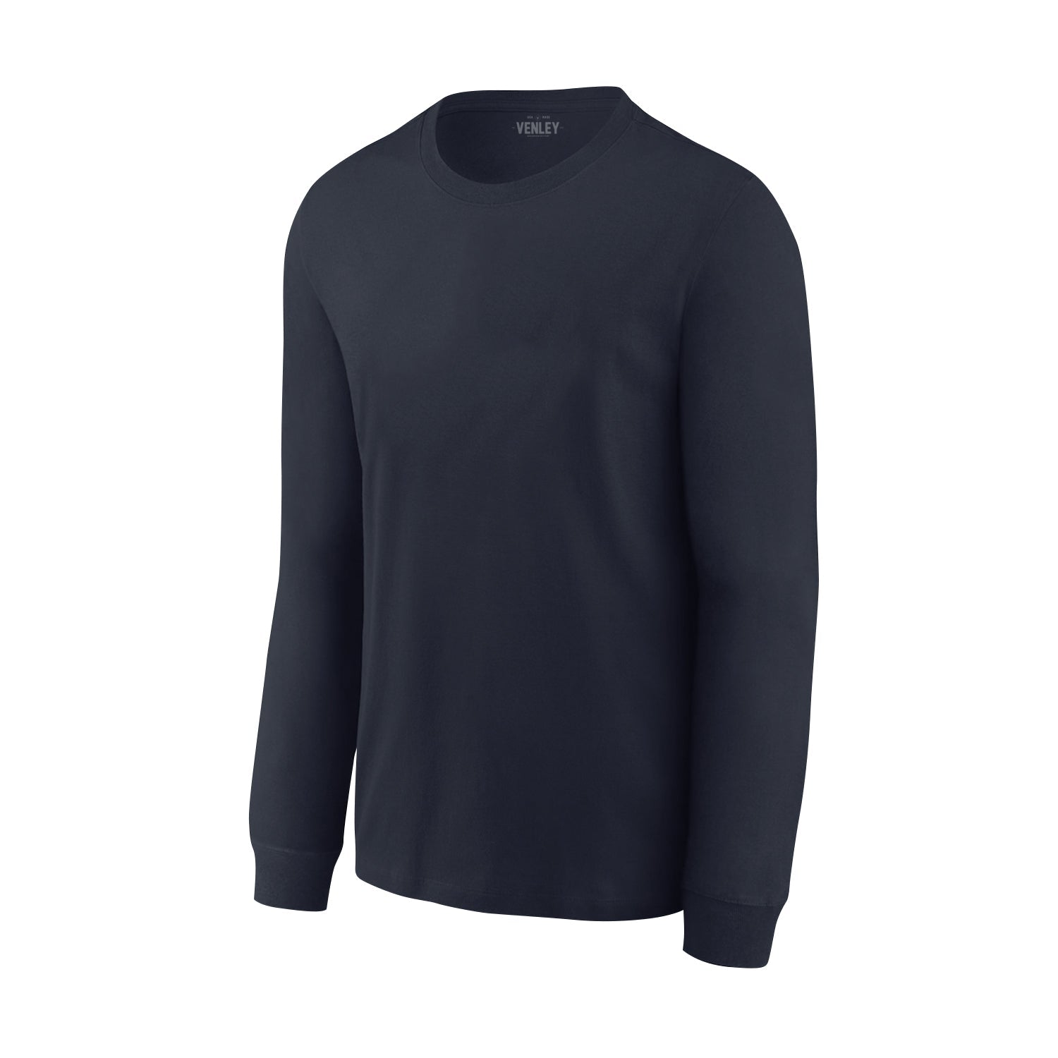 Navy  Crew Neck Long Sleeve T-Shirt-0