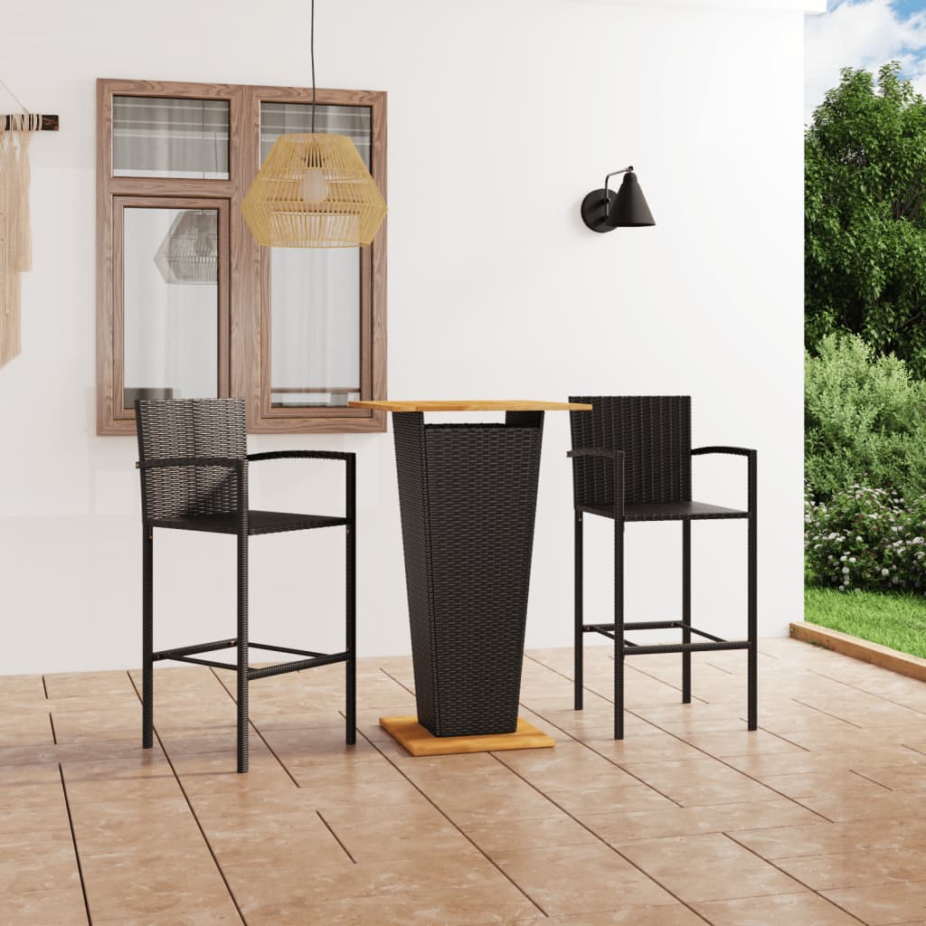 vidaXL Garden Bar Set 3/5 Piece Outdoor Table Stool Chair Pub Patio Black/Gray-5