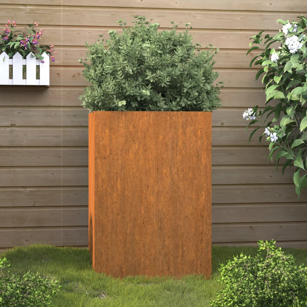 vidaXL Planter Stand Outdoor Raised Garden Bed for Vegetables Corten Steel-8