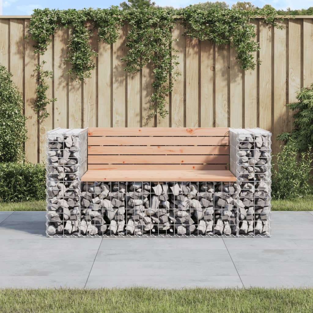 vidaXL Patio Bench Outdoor Park Bench Seating Gabion Design Solid Wood Pine-6