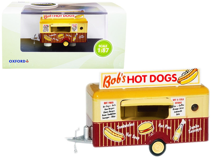 "Bob's Hot Dogs" Mobile Food Trailer 1/87 (HO) Scale Diecast Model by Oxford Diecast-0