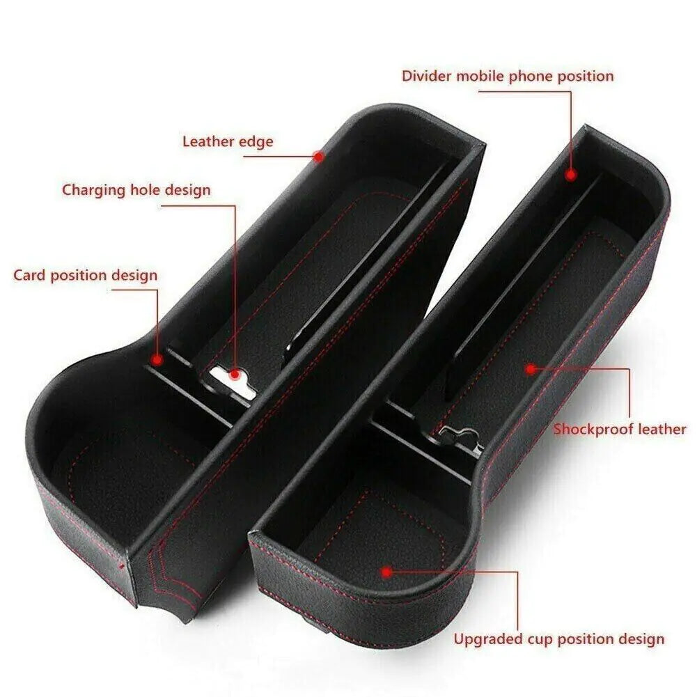 2 PCS Auto Car Seat Gap Catcher Organizer Storage Box Pocket w/ Cup Holder Side