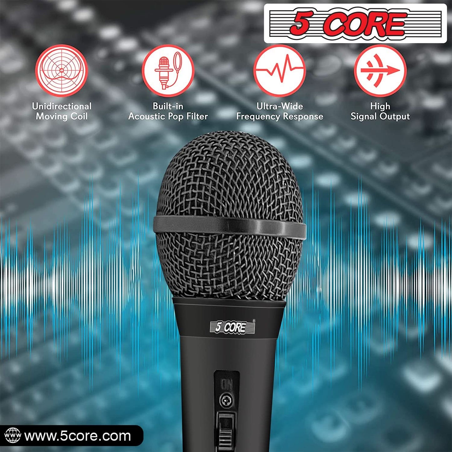 5Core XLR Microphone Dynamic Mic Karaoke Singing Studio Mics Handheld Microfono-3