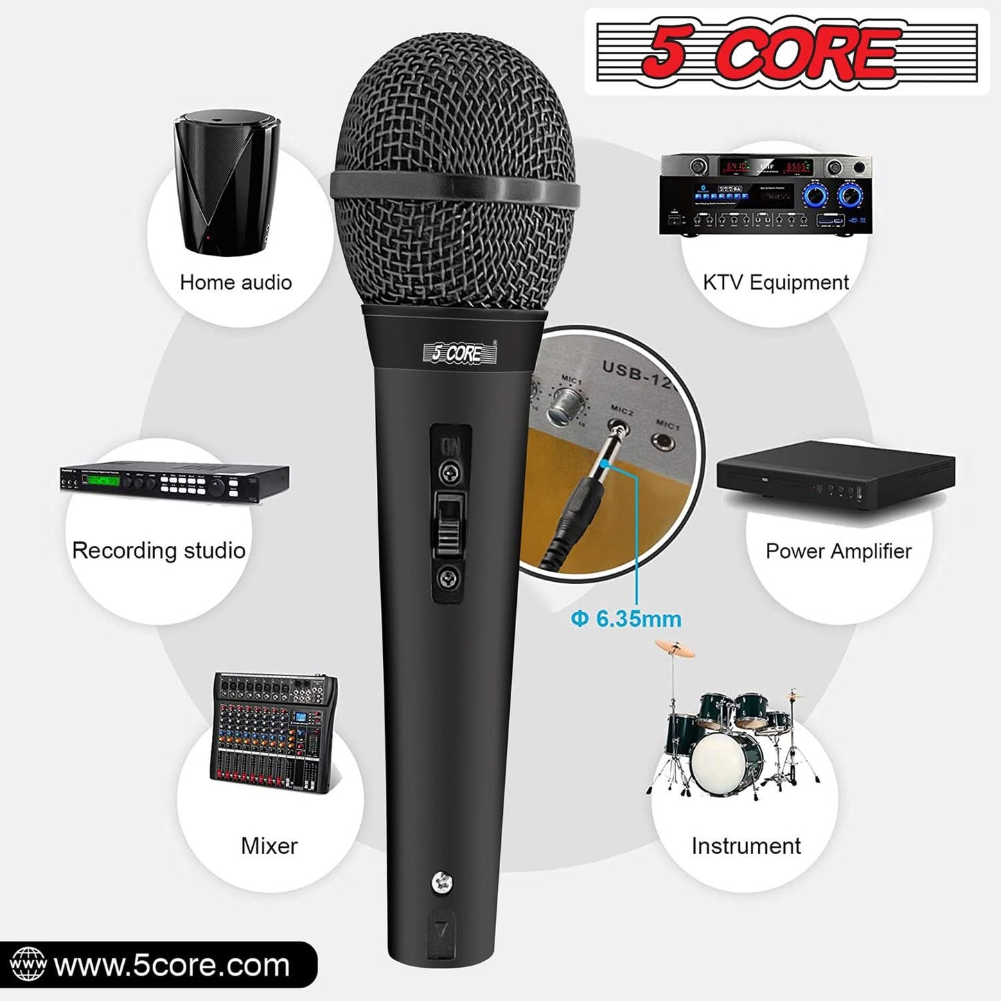 5Core XLR Microphone Dynamic Mic Karaoke Singing Studio Mics Handheld Microfono-2