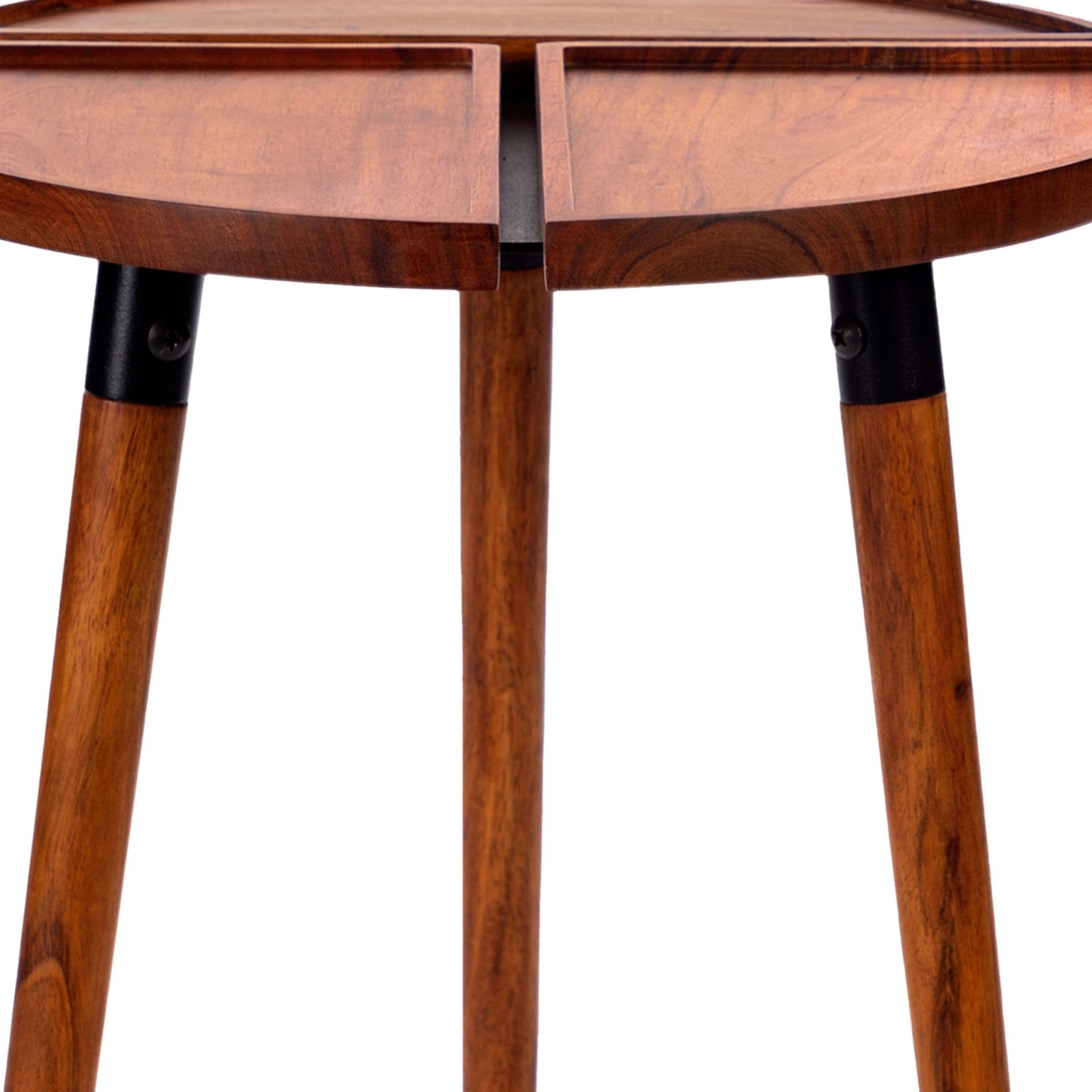 Round Acacia Wood Side Accent Table-3