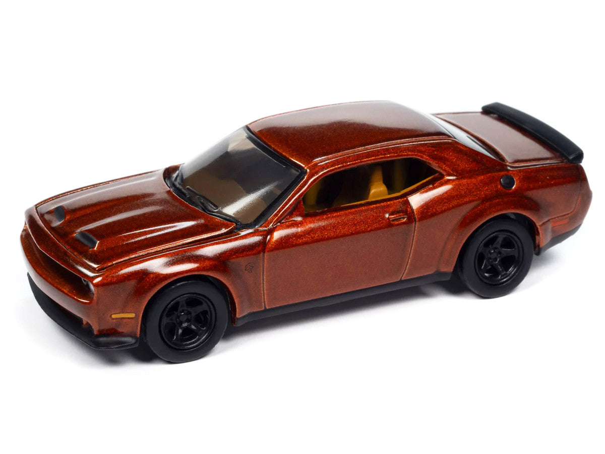 2021 Dodge Challenger SRT Super Stock Sinamon Stick Orange Metallic "Modern Muscle" Series 1/64 Diecast Model Car by Auto World-1