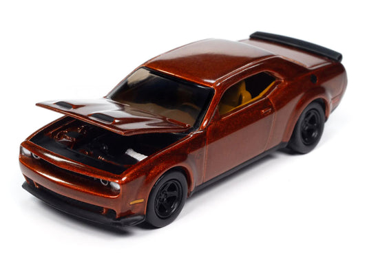 2021 Dodge Challenger SRT Super Stock Sinamon Stick Orange Metallic "Modern Muscle" Series 1/64 Diecast Model Car by Auto World-0