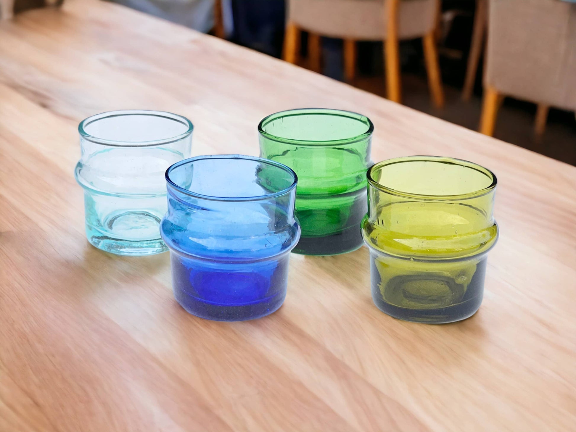 Handblown Glasses, Set of 6  Glasses, Recycled Tumbler, Sustainable, handmade, Handblown Glass, Coloured glass, Moroccan Recycled Glass Cups-0