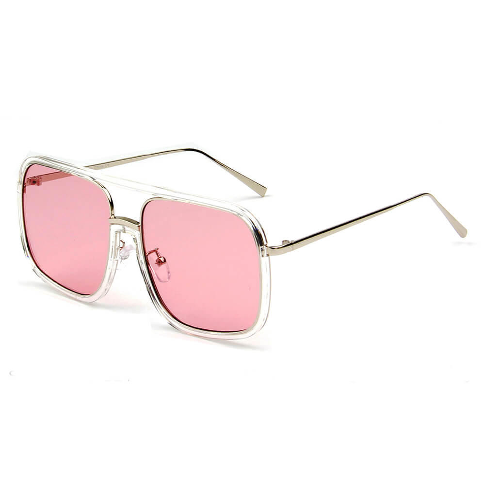 MAGNA | Oversized Pillowed Square Fashion Rim Aviator Design Sunglasses-6