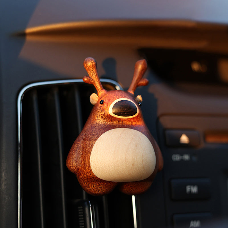 Deer Car Fragrance Accessories Solid Wood Car Perfume Air Outlet Decoration Accessories Cute Gift