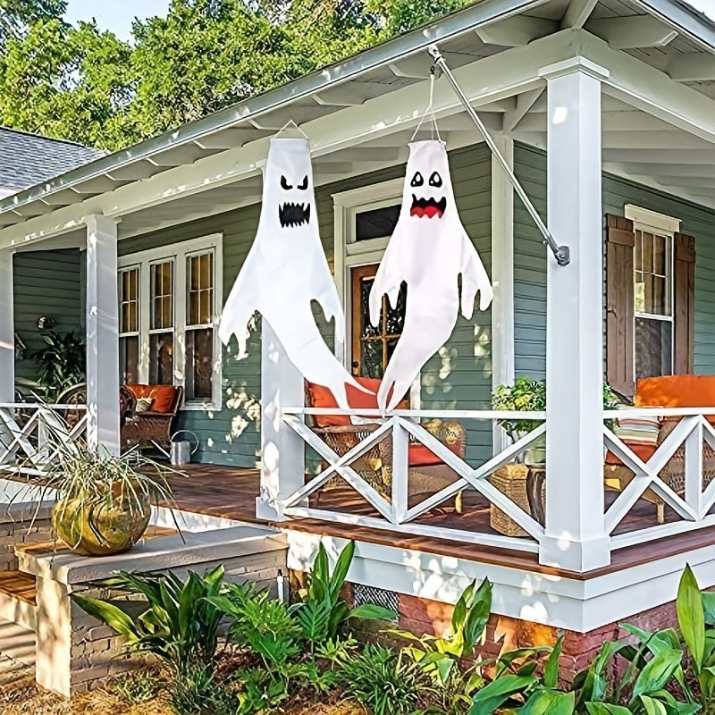 2pcs, 47" Halloween Ghost Windsocks Decorations With LED Light Outdoor Halloween Decorations Hanging Ghost Windsocks D?cor For Halloween