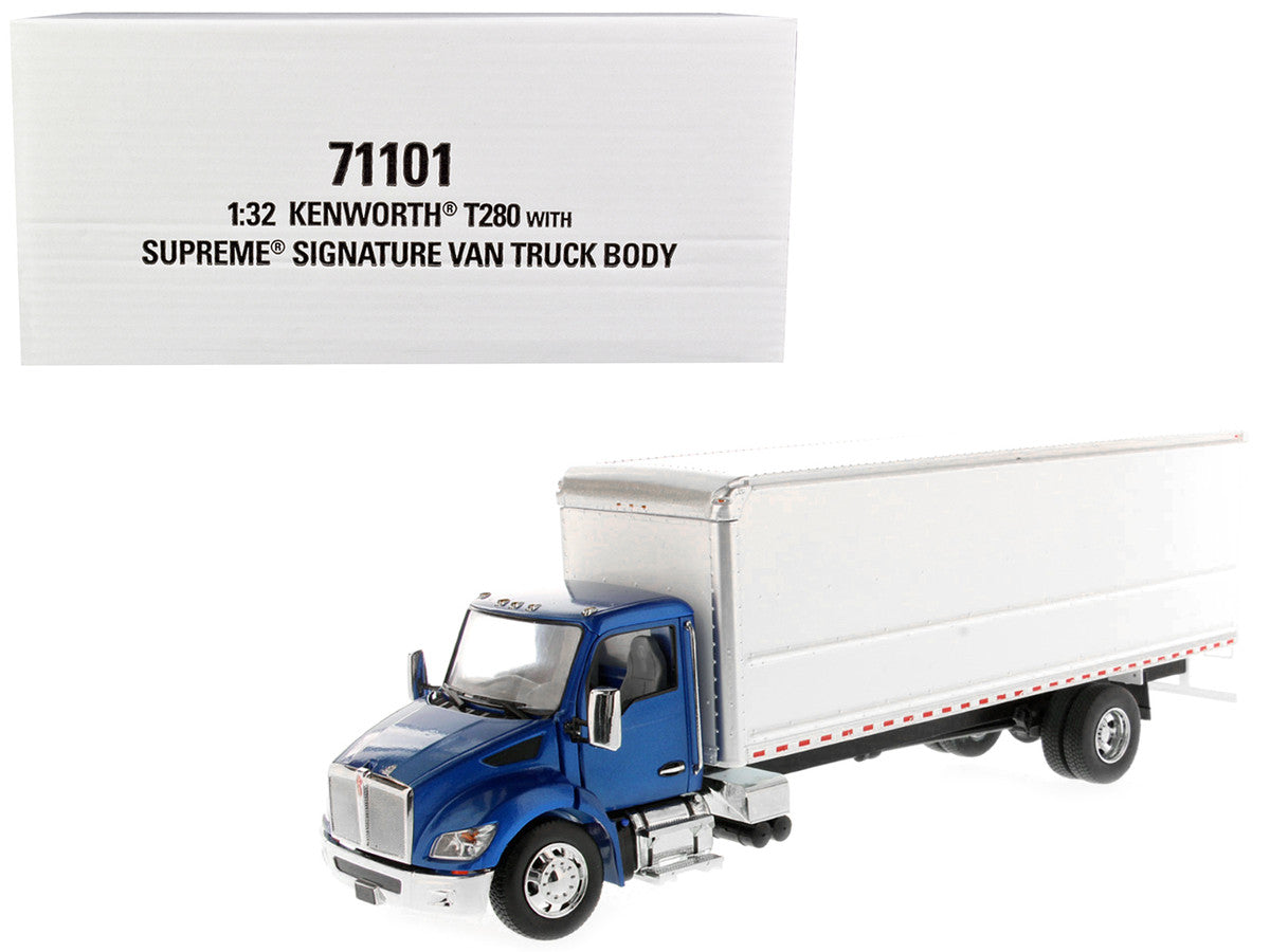 Kenworth T280 with Supreme Signature Van Truck Body Blue and White "Transport Series" 1/32 Diecast Model by Diecast Masters-0