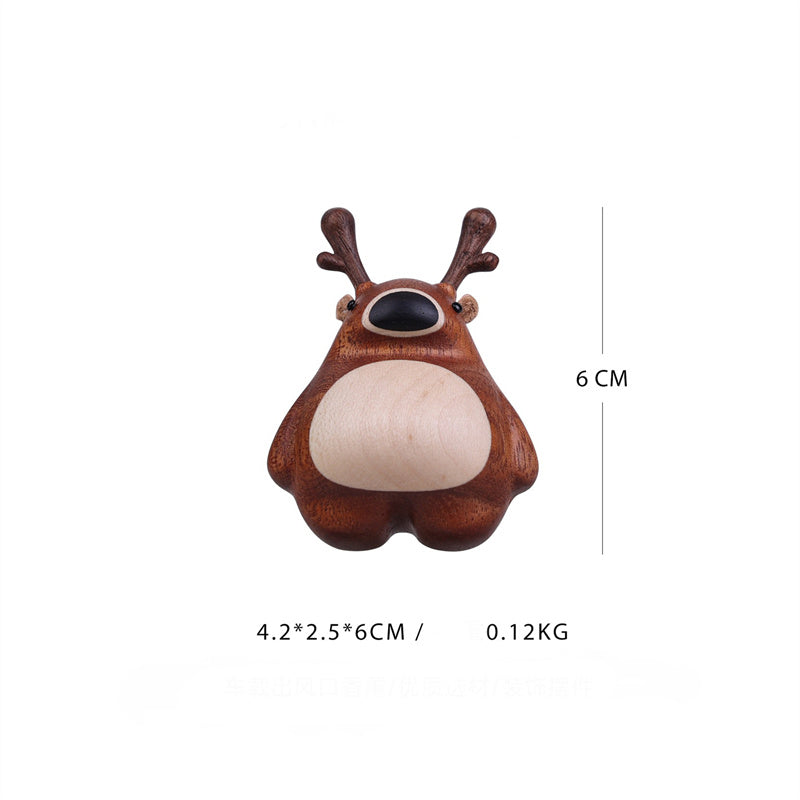 Deer Car Fragrance Accessories Solid Wood Car Perfume Air Outlet Decoration Accessories Cute Gift