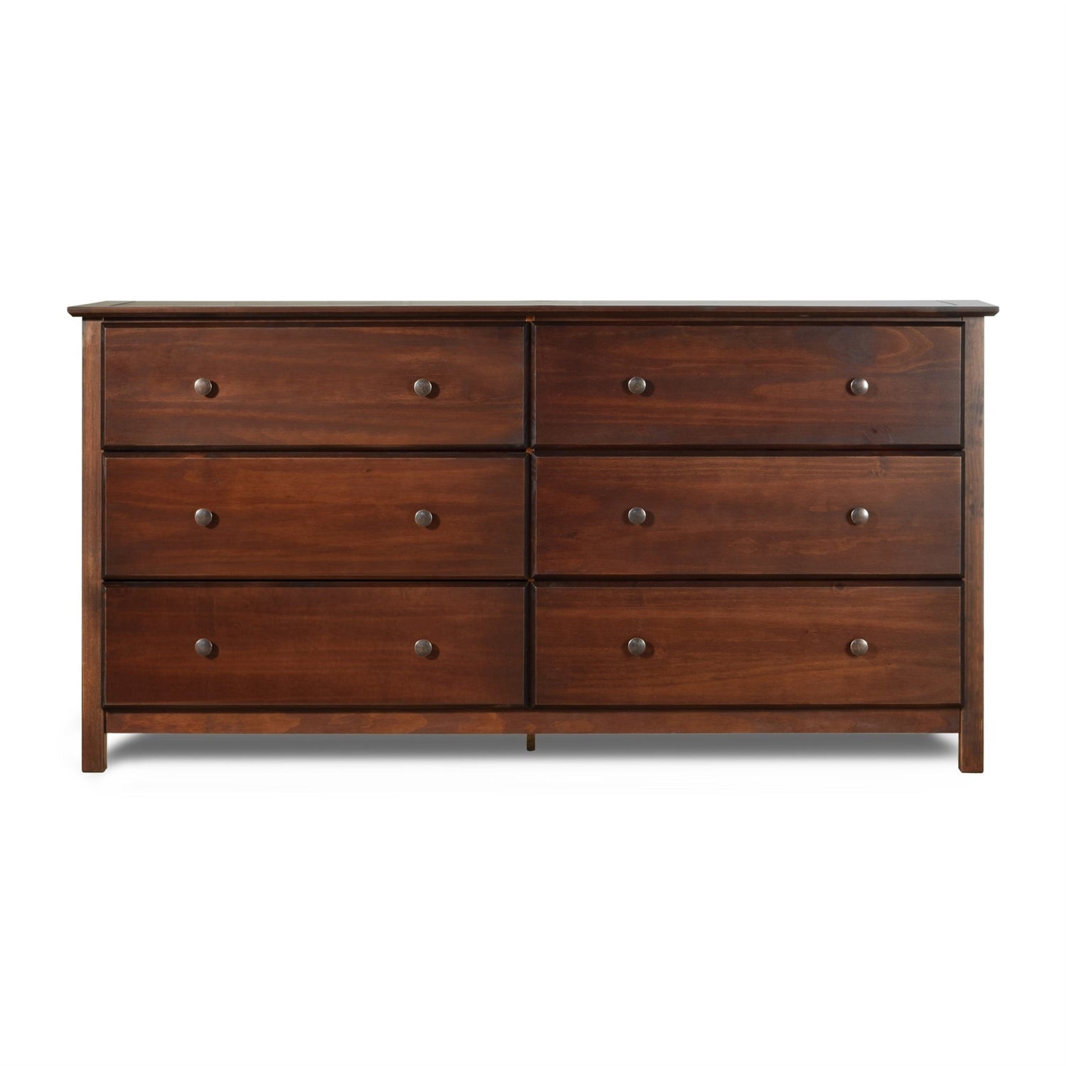 Farmhouse Solid Pine Wood 6 Drawer Dresser in Cherry Finish-1