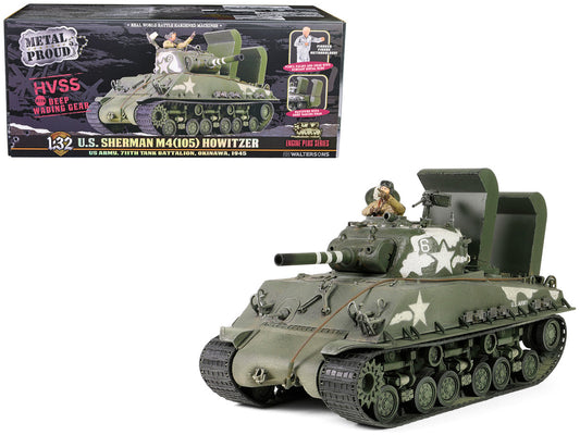 Sherman M4 (105) Howitzer Medium Tank "US Army 711th Tank Battalion Okinawa" (1945) "Engine Plus" Series 1/32 Diecast Model by Metal Proud-0