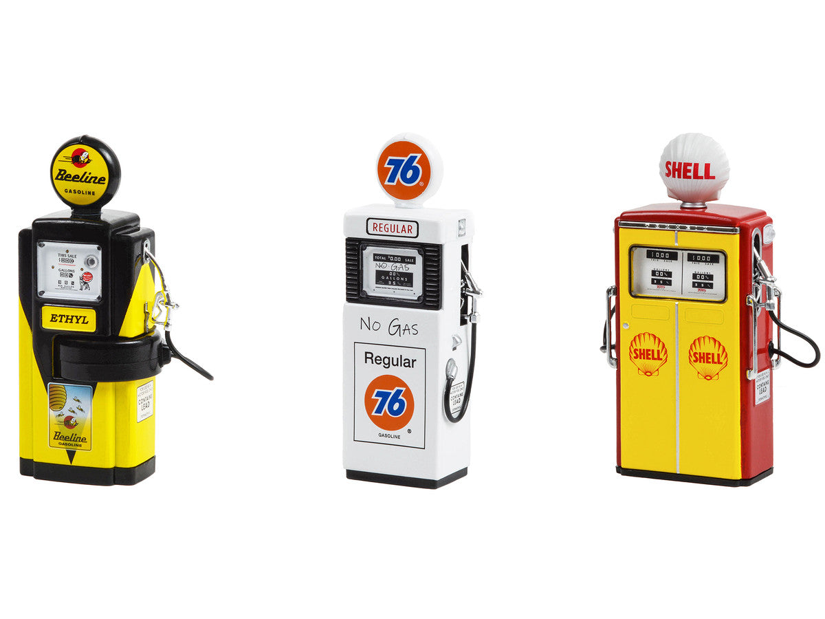 "Vintage Gas Pump" Set of 3 Pumps Series 12 1/18 Diecast Models by Greenlight-1